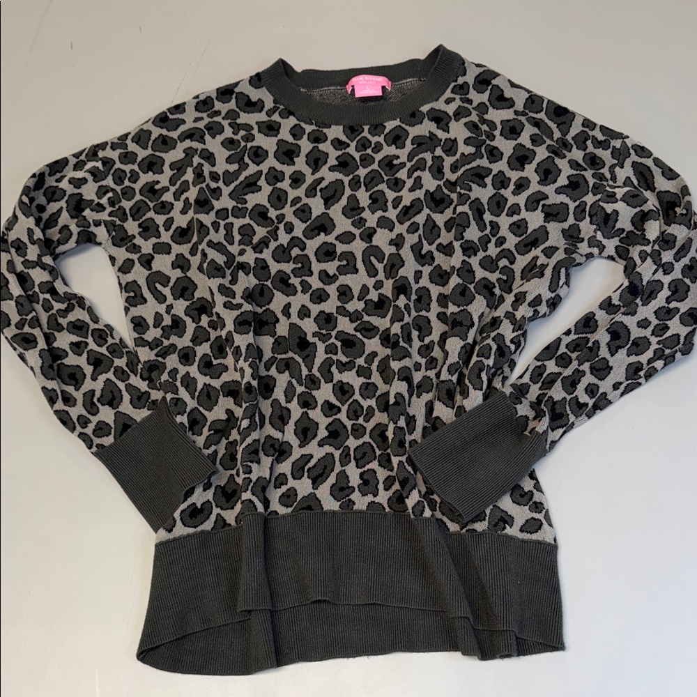 Isaac Mizrahi Black and Gray Animal Print Sweater